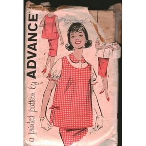 Vintage Advance 9268 Maternity Separates Sewing Pattern Blouse Skirt Overblouse